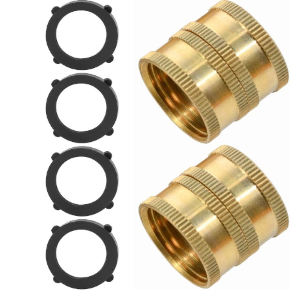 2 Pack Garden Hose Adapter Female To Female 3/4 Inch Brass Hose Connecter NEW